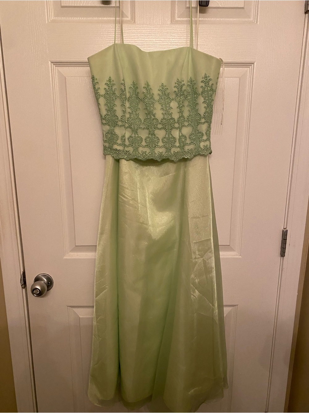Dave & Johnny Light Green Lace Bodice Maxi Dress